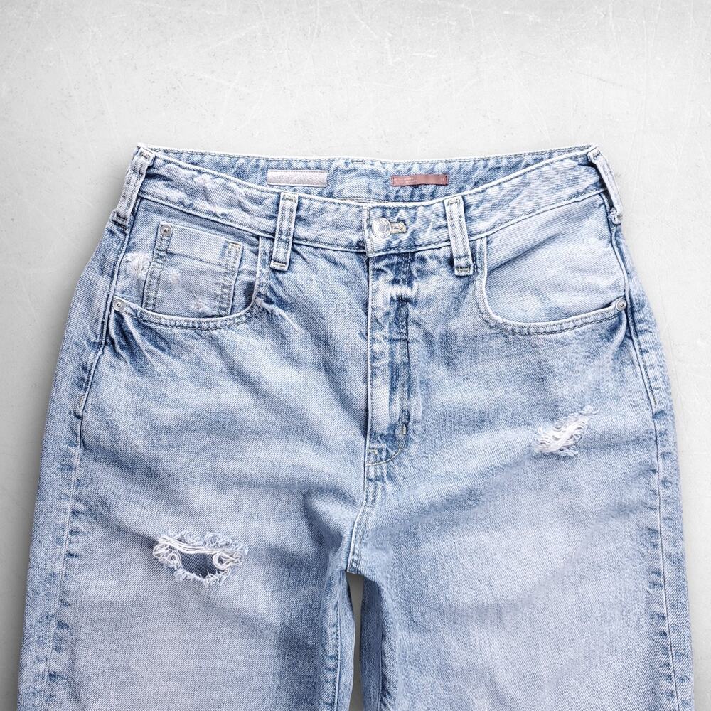 Pilcro Anthropologie High Rise Wide Leg Jeans Straight Distressed Womens 28 Blue - Picture 3 of 14